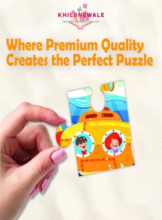 Khilonewale Kids in Submarine & Dinosaur Wooden Jigsaw Puzzle | 30x20cm Educational Learning Toy | Safe Wooden Pieces for Early Skills, Hand-Eye Coordination & Fun Play - Image 3
